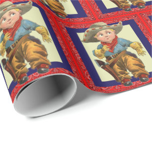 Emballage cadeau vintage d'enfant de cowboy de