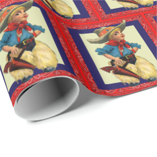 Emballage cadeau vintage d'enfant de cowboy de