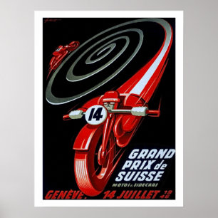 Emballage de la moto sur la vitesse, poster