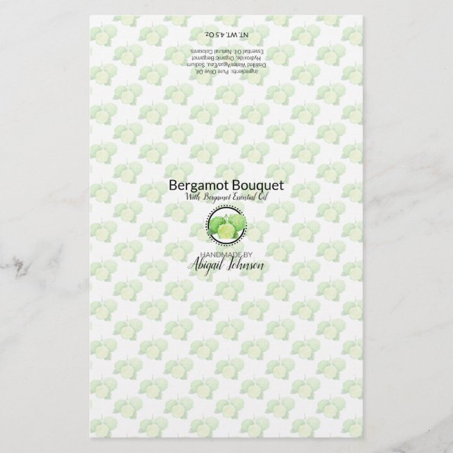 Emballage de savon Bergamot | Papier lin (Devant)