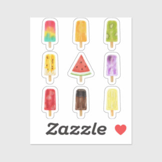 Emballage de stickers de popsicles couleur aquarel