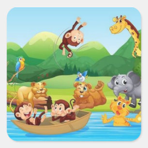 Embark für ein Mini-Safari-Abenteuer (Sticker Stic Quadratischer Aufkleber