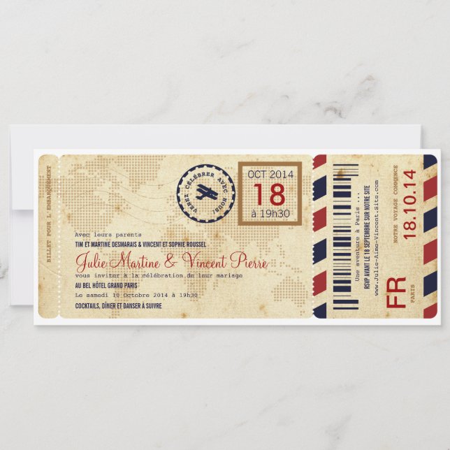 Embarquement Avion invitation de billet de Einladung (Vorderseite)