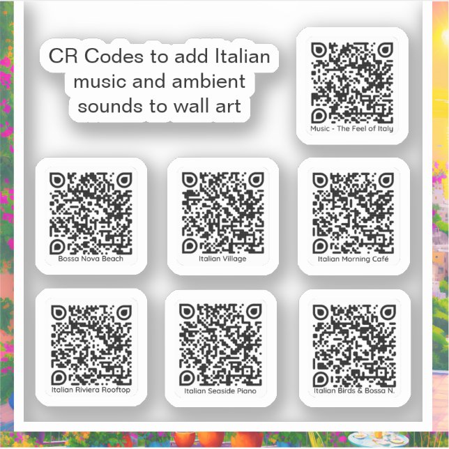 Embed Italian Music & Sounds QR Code Stickers Aufkleber (Vorderseite)