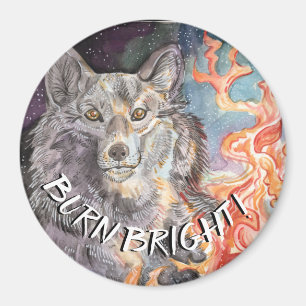 Ember Eyes Wolf Watercolor Magnet