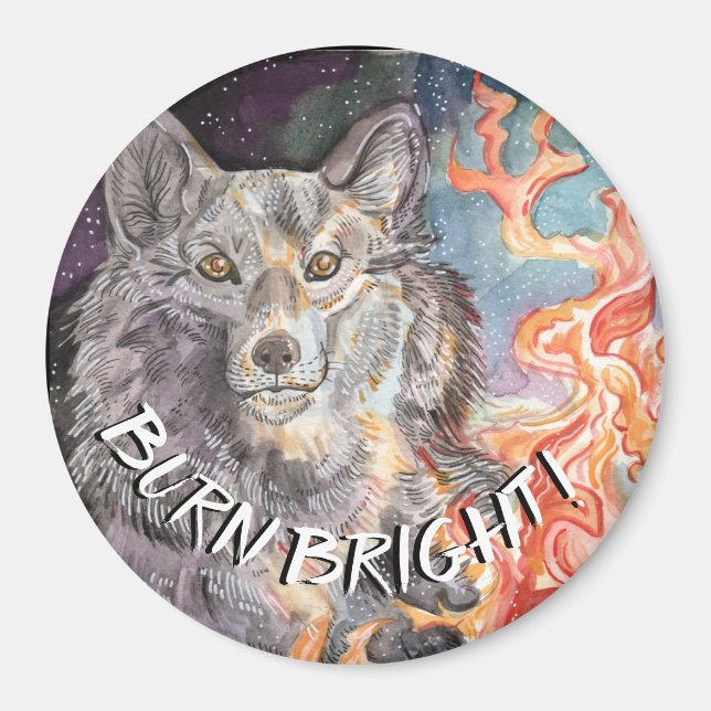 Ember Eyes Wolf Watercolor Magnet (Vorne)