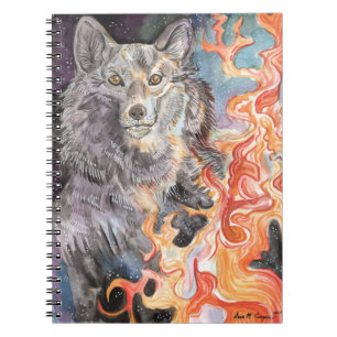 Ember Eyes Wolf Watercolor Notizblock