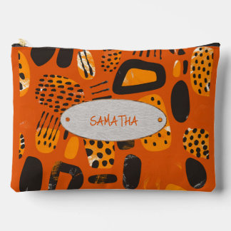 Ember Glow Abstract: Personalized Accessory Pouch Zubehörtasche