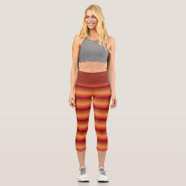 Ember-Glühstreifen: Sonnenuntergang Stripe-aktives Capri Leggings
