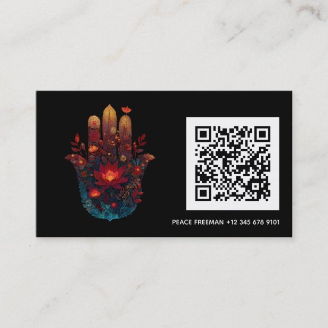 Ember Lotus | Hamsa-Hand-Design Visitenkarte (Vorderseite)