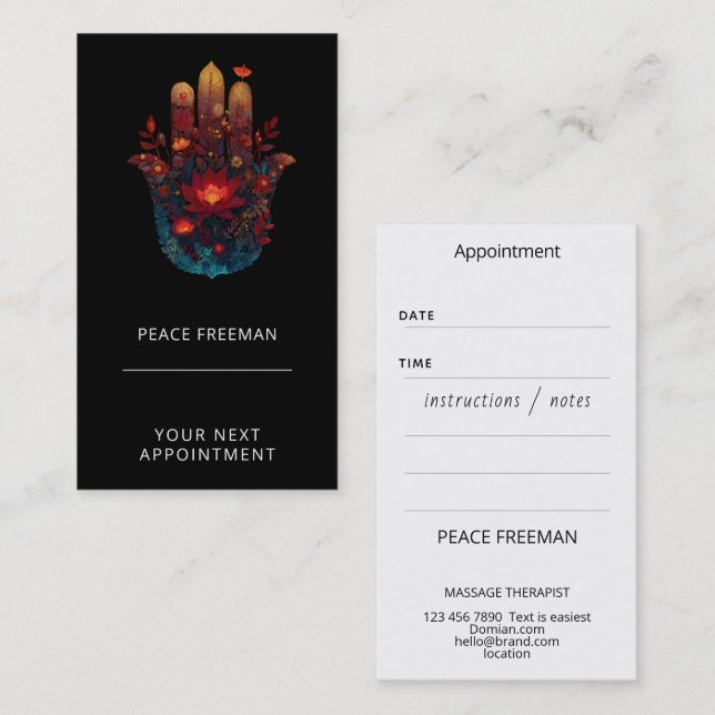 Ember Lotus | Hamsa-Hand-Design Visitenkarte (Vorne/Hinten)