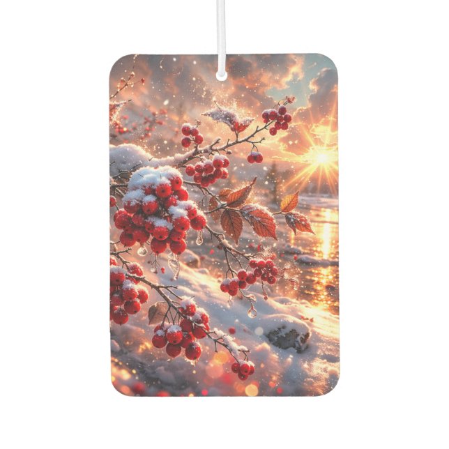 Embers of Winter Red Berries Snow Autolufterfrischer (Vorderseite)
