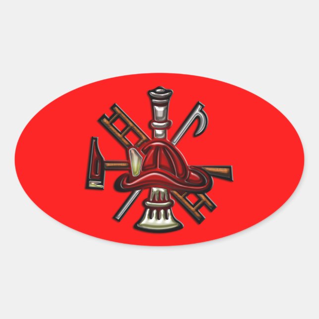 Emblem der Feuerwehr und Rettungsabteilung Ovaler Aufkleber (Vorderseite)