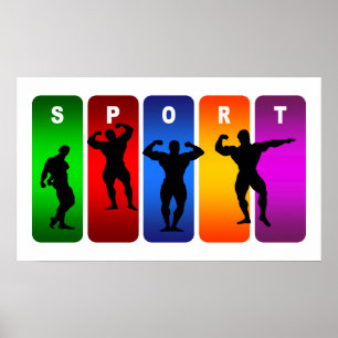 Emblem der mehrfarbigen Bodybuilding Poster