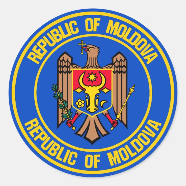 Emblem der Moldau-Runde Runder Aufkleber (Vorderseite)