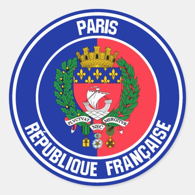 Emblem der Pariser Runde Runder Aufkleber (Vorderseite)