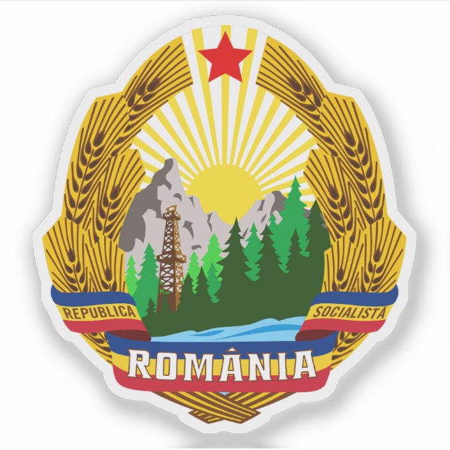 Emblem der Sozialistischen Republik Rumänien (1965 Aufkleber (Vorderseite)