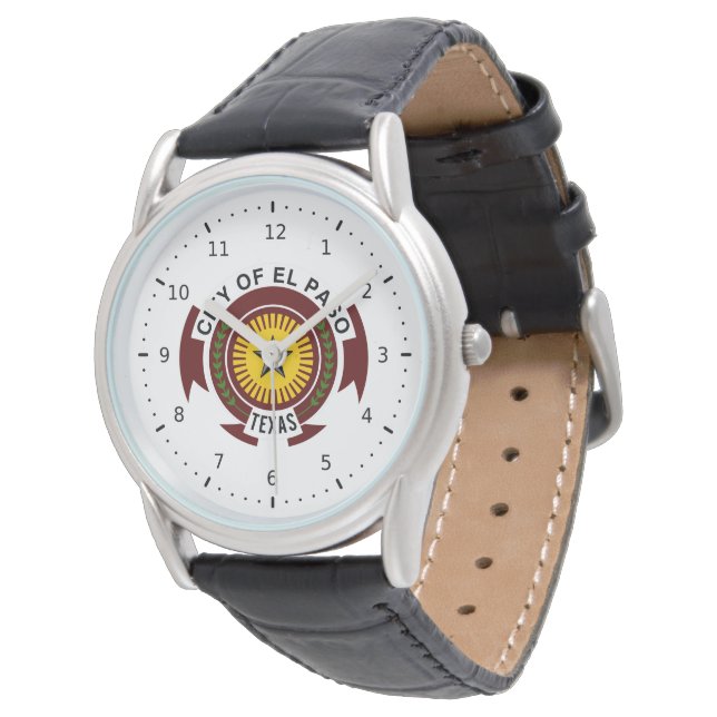 Emblem der Stadt El Paso, Texas Armbanduhr (Schrägansicht)