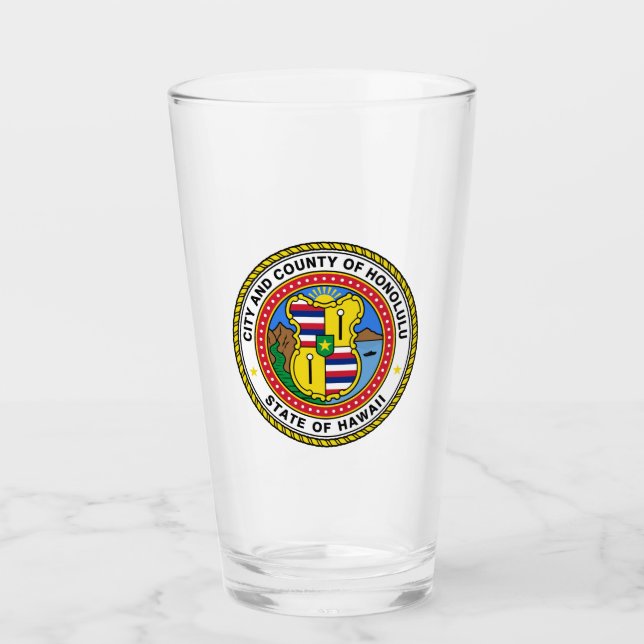 Emblem der Stadt Honolulu, Hawaii Glass Glas (Vorderseite)