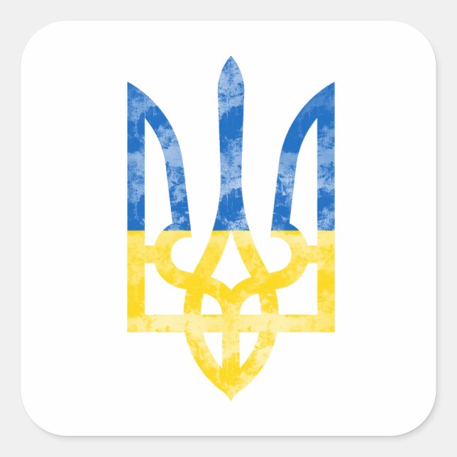 Emblem der Ukraine Quadratischer Aufkleber (Vorderseite)