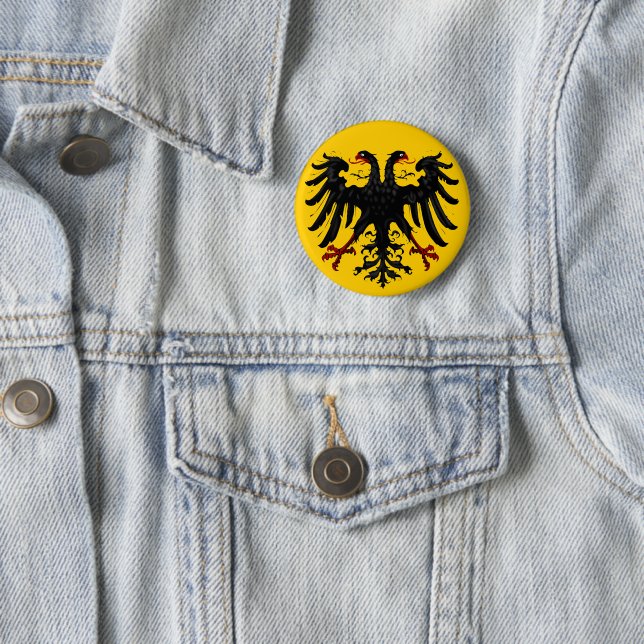 Emblem des Heiligen Römischen Reiches auf gelbem B Button (Beispiel)