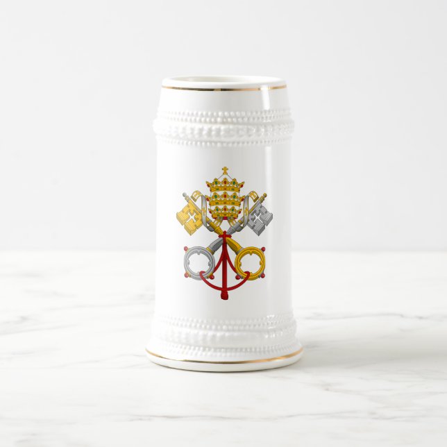 Emblem des Papacy-offiziellen Papstes Symbol Coat Bierglas (Mittel)