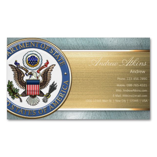 Emblem des U.S. Department of Staat (DoS) [3D] Magnetische Visitenkarte (Vorderseite)