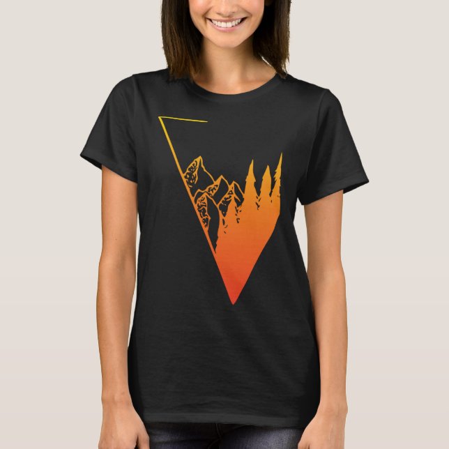 Emblem mountain panorama and forest  easy going fa T-Shirt (Vorderseite)