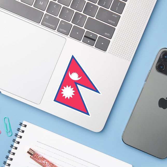 Emblem Nepals Aufkleber (Laptop mit iPhone)