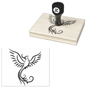 Emblem Phoenix Flames Animal Mystical Bird Gummistempel