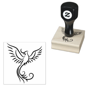 Emblem Phoenix Flames Animal Mystical Bird Gummistempel