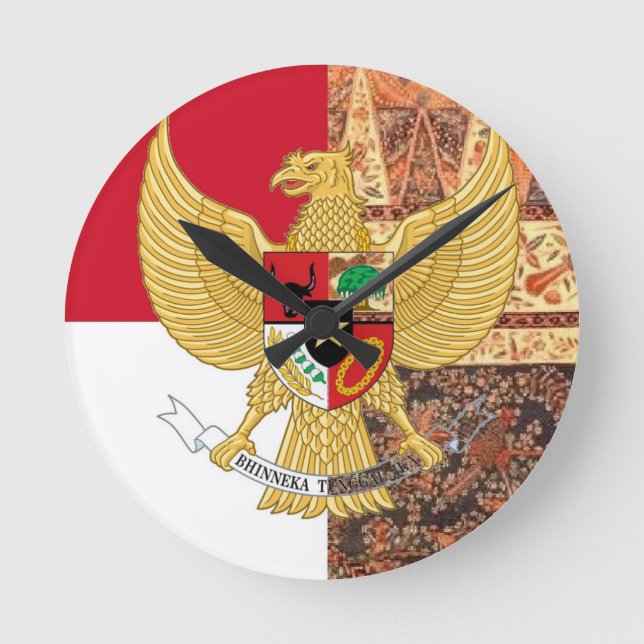 Emblem von Indonesien - Garuda Pancasila Runde Wanduhr (Vorderseite)