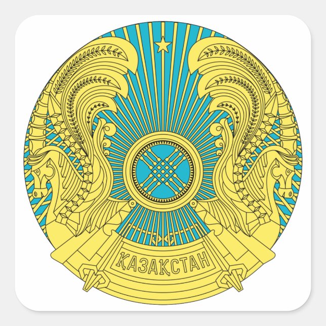 Emblem von Kasachstan Quadratischer Aufkleber (Vorderseite)