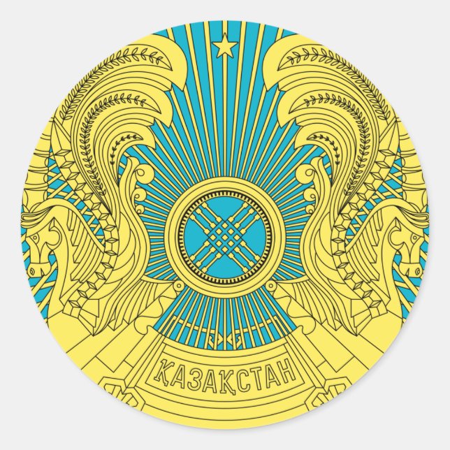 Emblem von Kasachstan Runder Aufkleber (Vorderseite)
