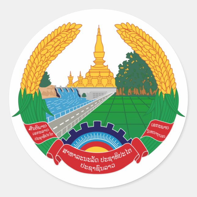 Emblem von Laos Runder Aufkleber (Vorderseite)