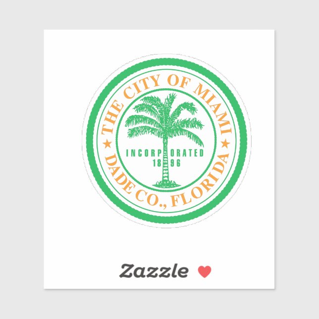 Emblem von Miami, Florida Vinyl Sticker (Blatt)