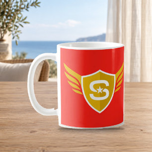 Emblème de héros Bouclier Ailé Mug Rouge Or