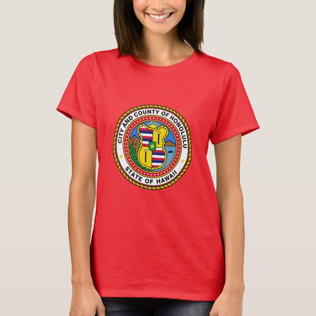 Emblème de la ville d'Honolulu, Hawaii T-Shirt (Devant)