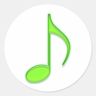 Emboss Lime Green Music 8. Note Runder Aufkleber