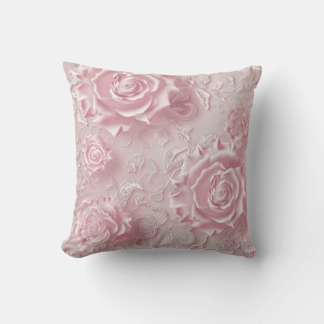 Embossed 3D Rose Floral Kissen (Vorderseite)