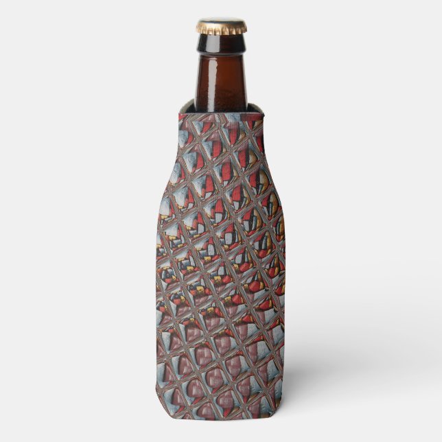 Embossed Ash Gray Maroon Checkered: Eine moderne K Flaschenkühler (Flaschenvorderseite)