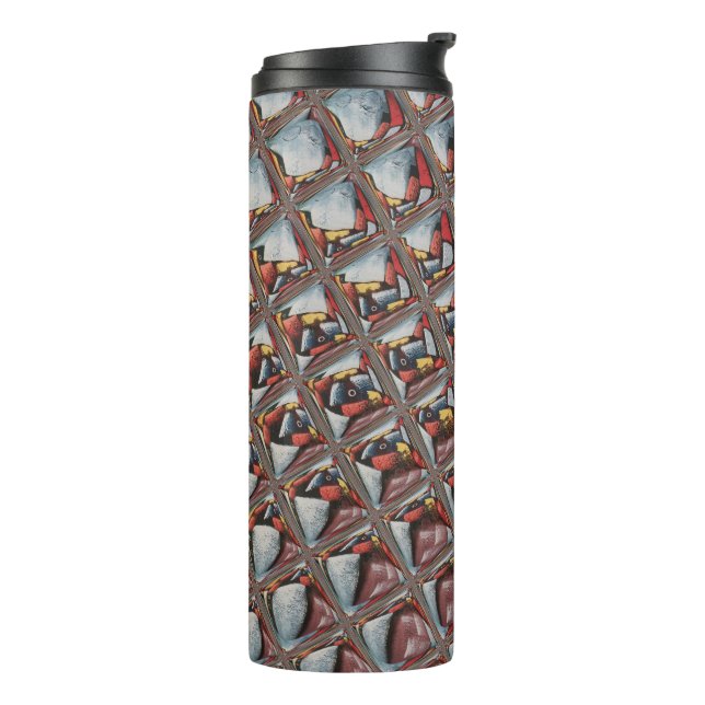 Embossed Ash Gray Maroon Checkered: Eine moderne K Thermosbecher (Nach links gedreht)
