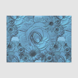 Embossed Blume-Blue-Tissue Wrapping Seidenpapier