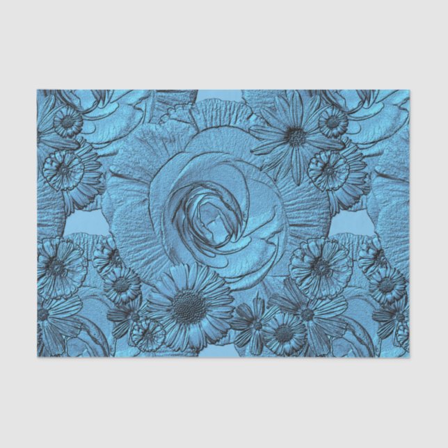 Embossed Blume-Blue-Tissue Wrapping Seidenpapier (Vorderseite)