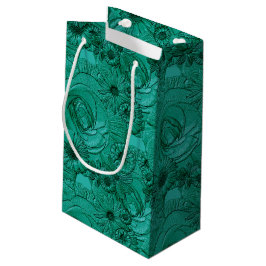 Embossed Blume-Jade Green GIFT BAG S Kleine Geschenktüte