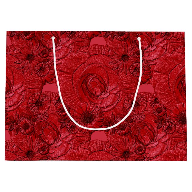 Embossed Blume-Red-GIFT BAG L Große Geschenktüte (Vorderseite)