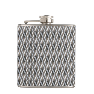 Embossed Chrome Harlequin Diamonds Print Flachmann