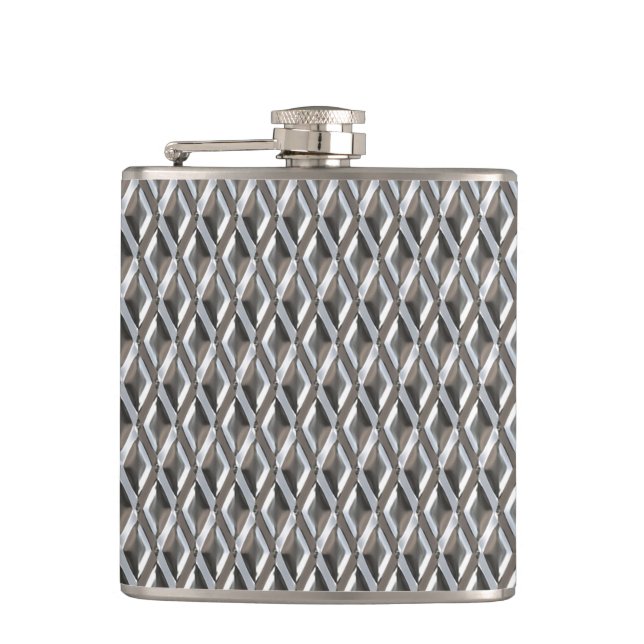 Embossed Chrome Harlequin Diamonds Print Flachmann (Vorderseite)