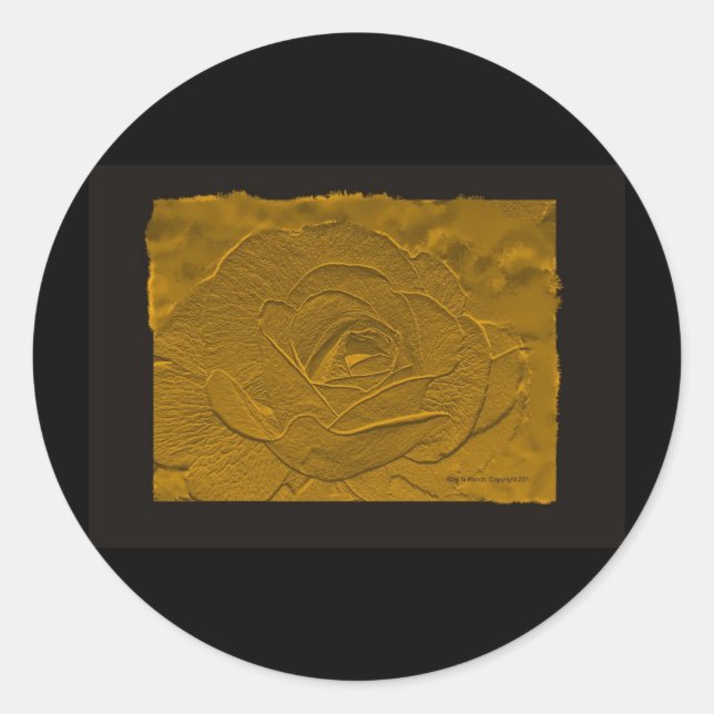 Embossed Deep Gold Rose Runder Aufkleber (Vorderseite)