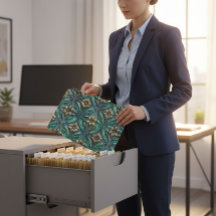 Embossed Gold And Teal Flowers File Folders